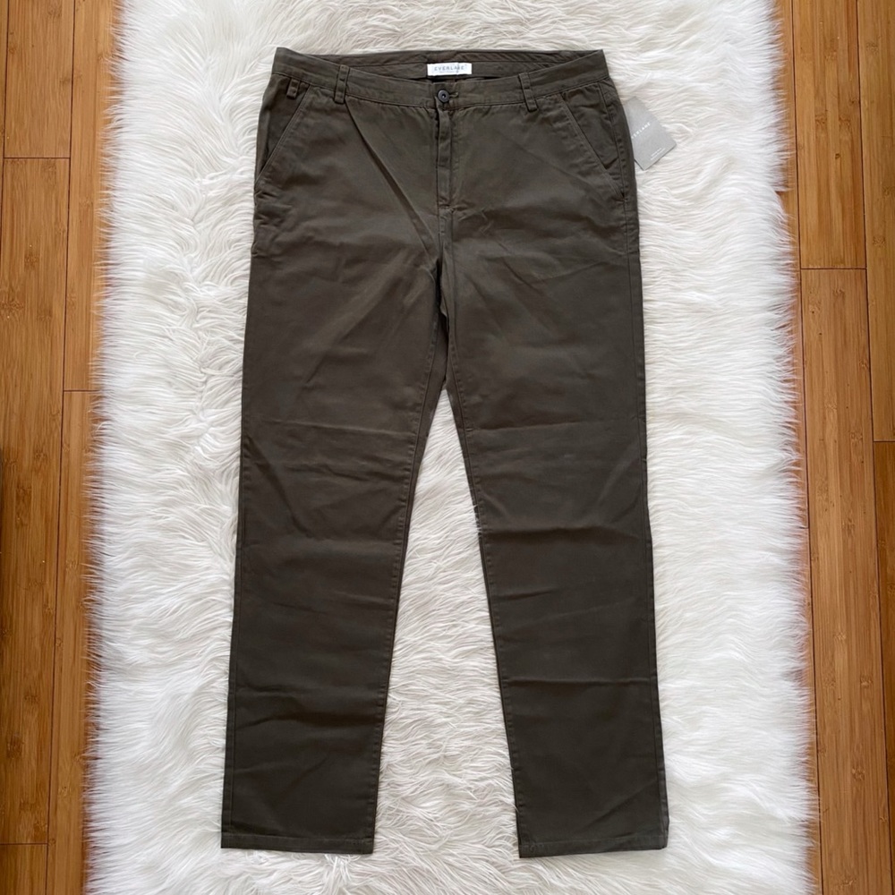 Everlane Men’s Olive Green Straight Leg Cotton Chino Pants 36x32